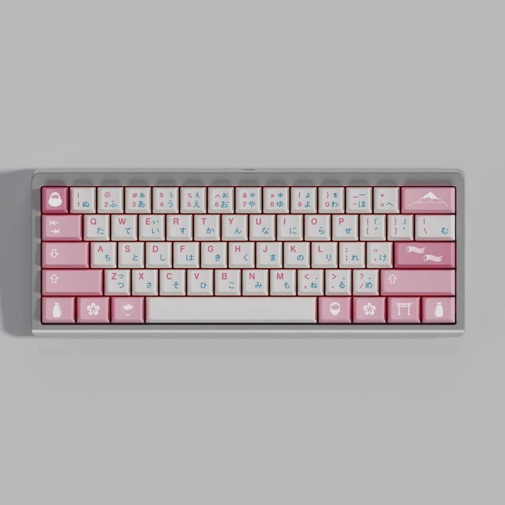 1 Set Sakura Keycaps PBT Dye Subbed Pink Key Caps Cherry Profile Japanese Fuji Keycap For MX Switch Split Spacebar Double B