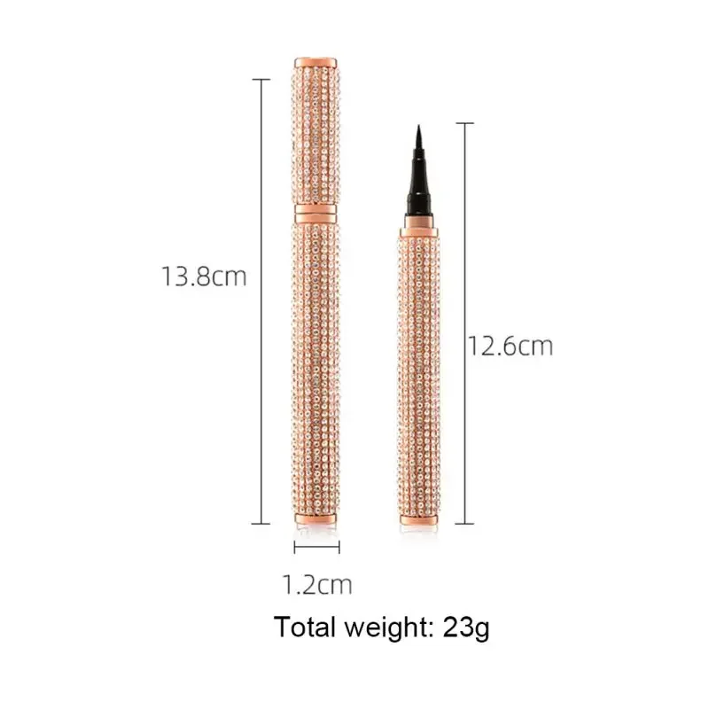 New Waterproof Quick Dry Long Lasting Non-blooming 4D Eyeliner Star Diamond Eyeliner Soft Smooth Black Eyleliner Pen