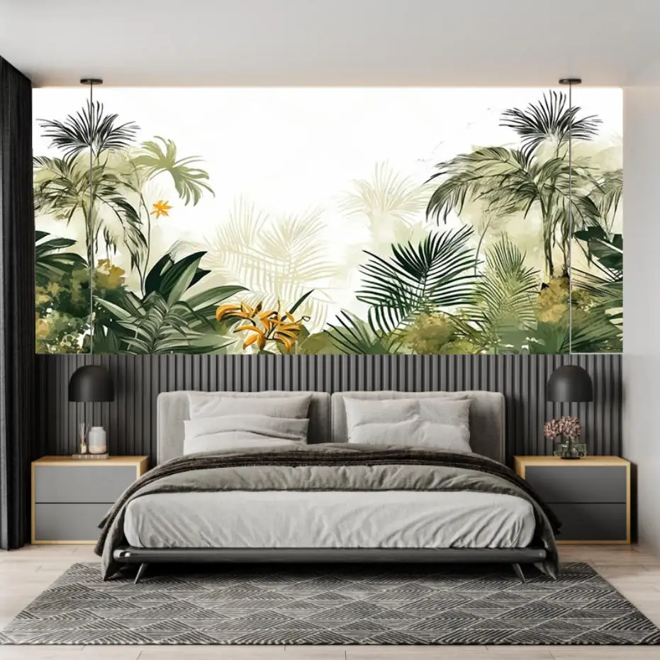 Customized Wallpaper Southeast Asian Tropical Rainforest Advanced Mural Painting TV Background Wall Room Decoration Wallpaper