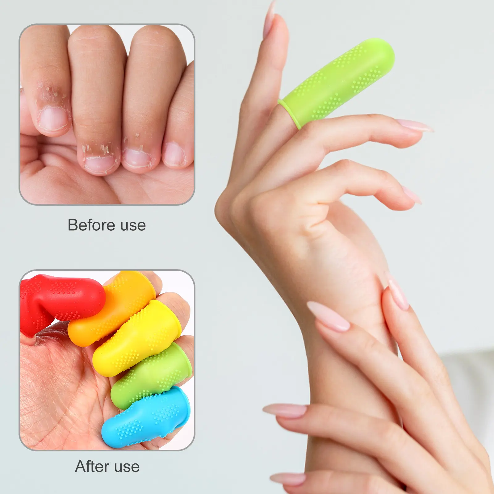 

15Pcs Silicone Finger Protectors Flexible Non-Fading Finger Covers for Sewing Gardening Needlework Scrapbooking Crafting Support