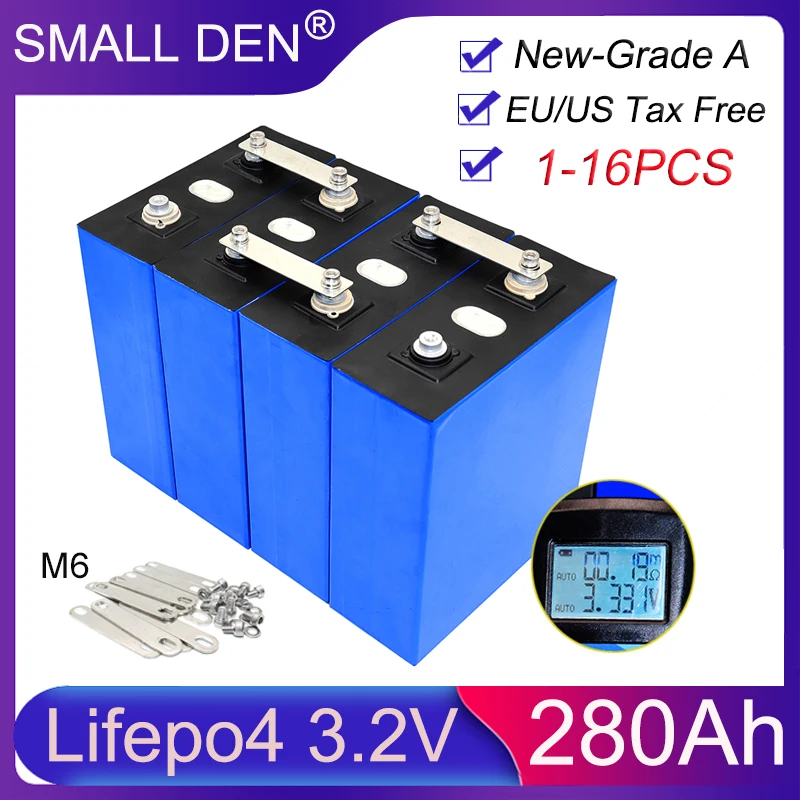 1-16pcs New Grade A 3.2V 280ah Lifepo4 Rechargeable battery 3C Lithium iron phosphate DIY 12V 24V 48V Solar E-boat RV golf carts