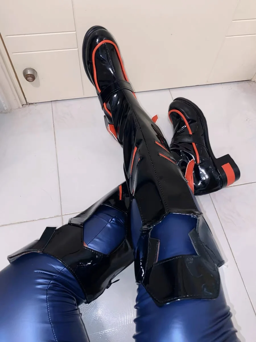 Cyberpunk edgerunners lucy cosplay sapatos de couro botas até o joelho halloween masquerade carnaval festa traje adereços