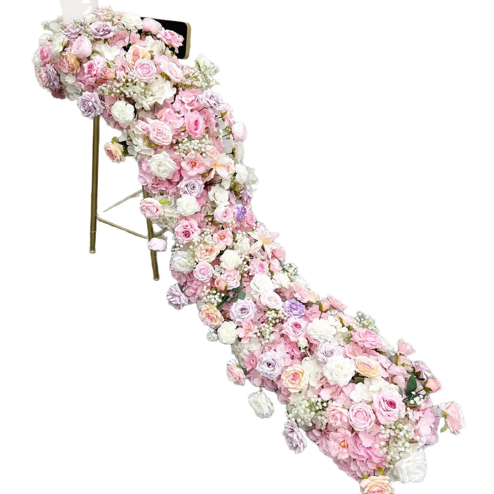 

Pink rose row wedding arch background decoration