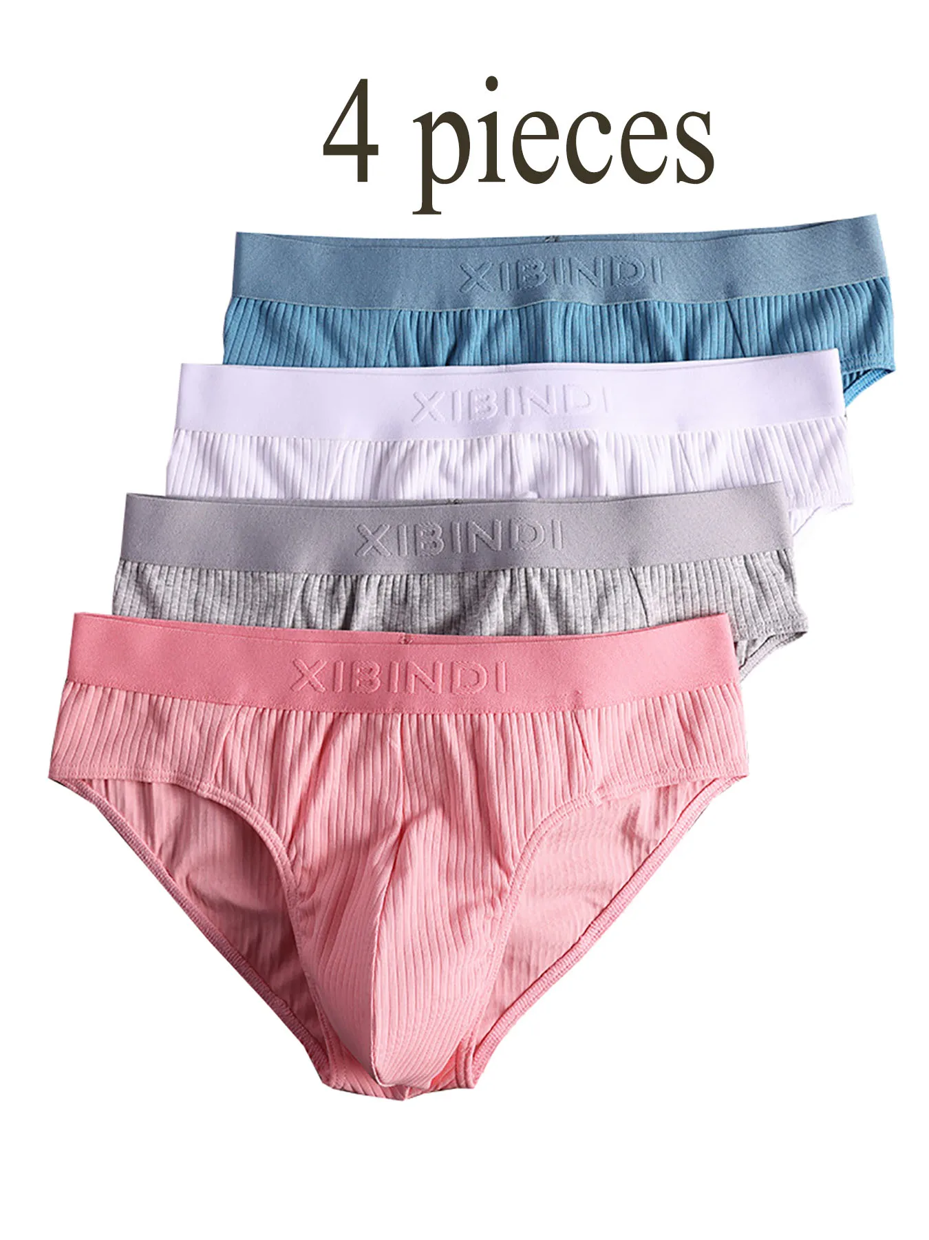 

4 шт. мужское хлопковое треугольное нижнее белье базового стиля, удобное и дышащее повседневное мужское нижнее белье