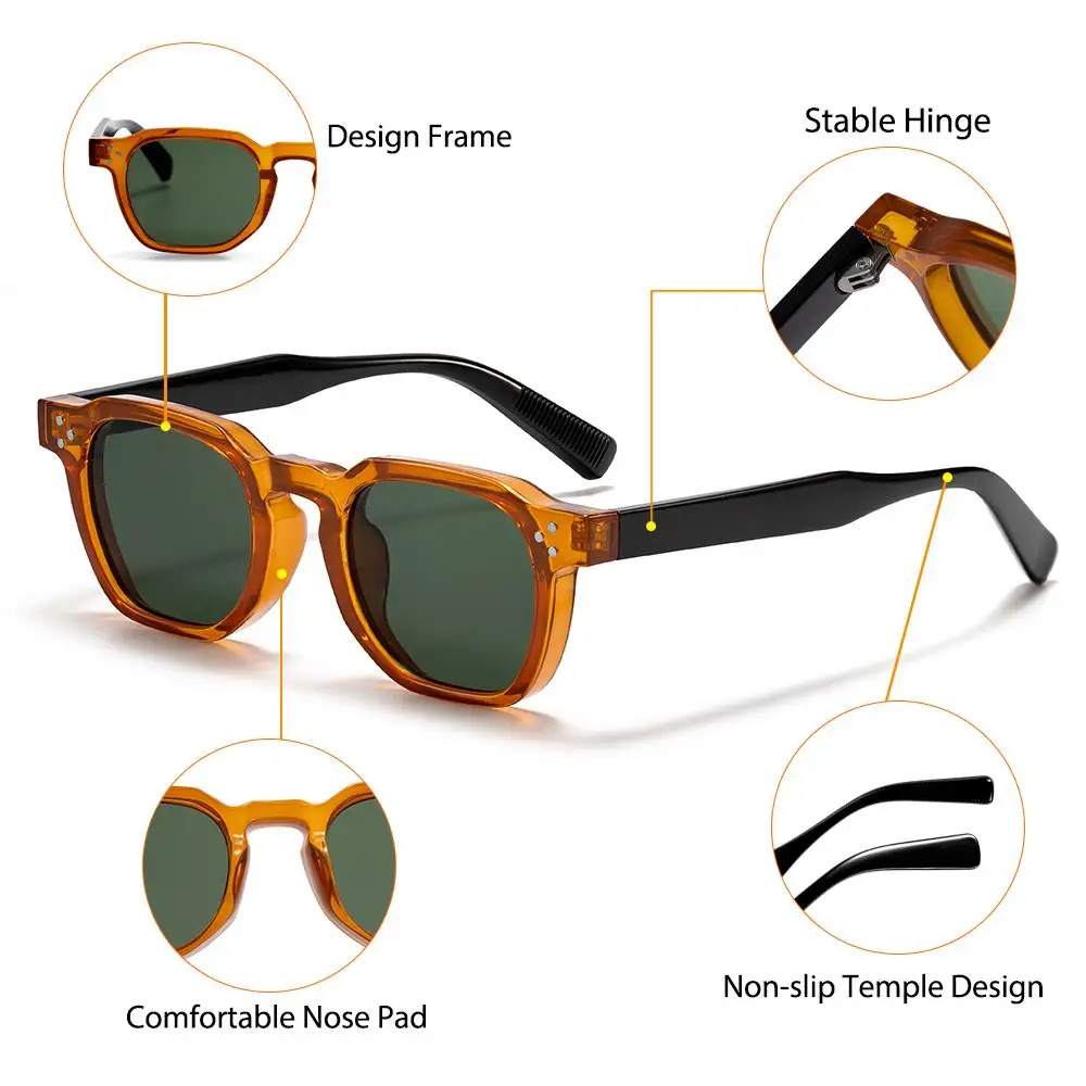 CATERSIDE Modische Herren-Sonnenbrille Markendesign Quadratische Punk-Sonnenbrille Damen Outdoor Reise Party Dekoration Geschenk Brille UV400 – Detail 3