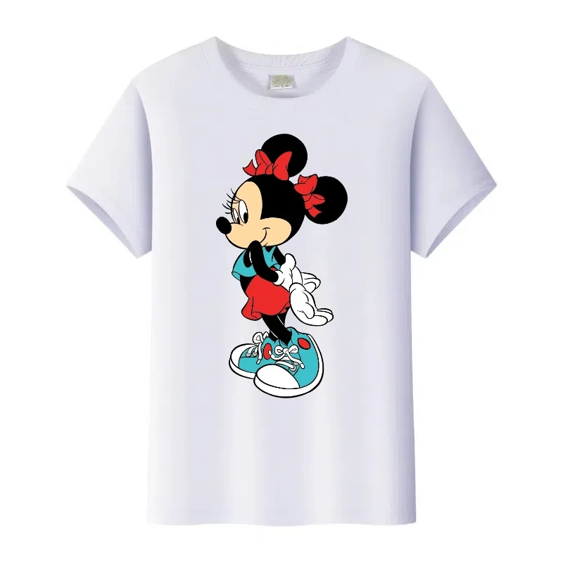 لطيف ديزني الكرتون ميكي ماوس ميني طباعة الملابس الصيف الفتيات بلايز امرأة التي شيرت الاطفال تي شيرت الأسرة تيز القوطية الرجال البلوزات