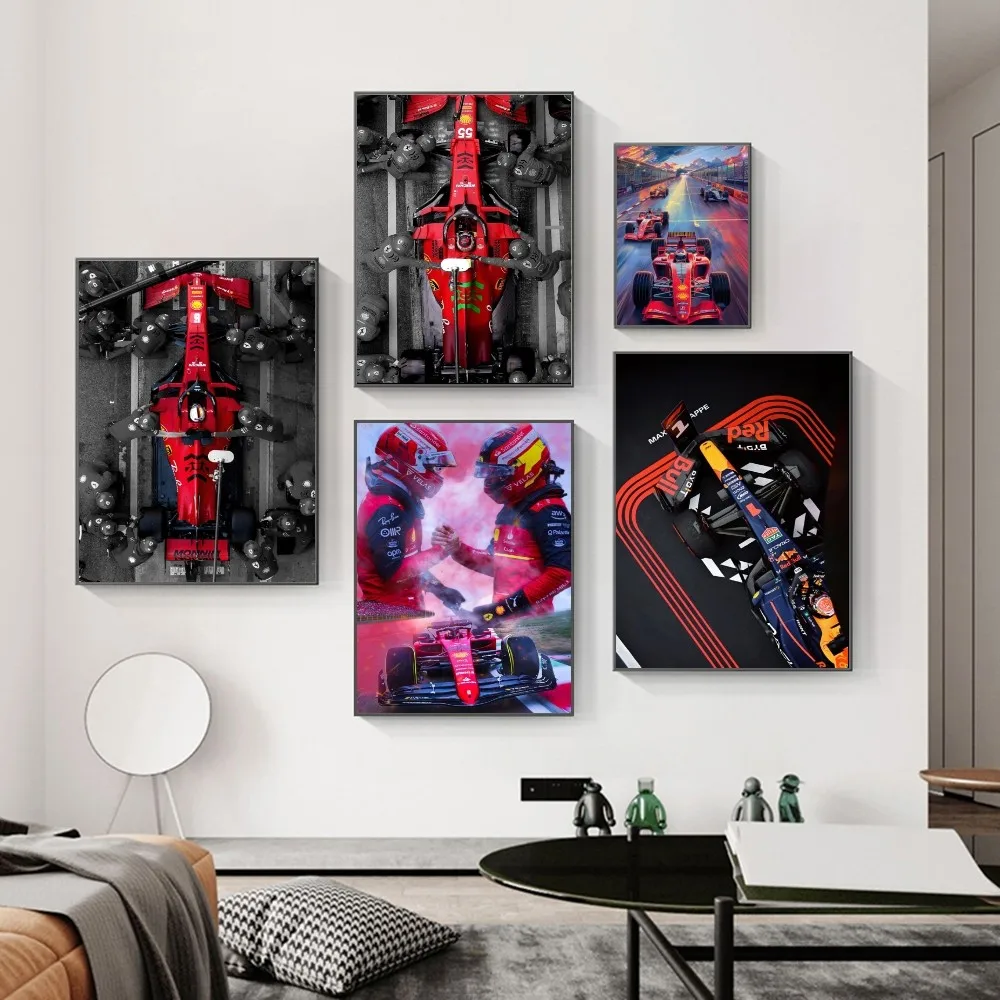 F1 Car Poster High Quality Poster Paper Waterproof Sticker Home Living Room Bar Wall Decoration Sticker