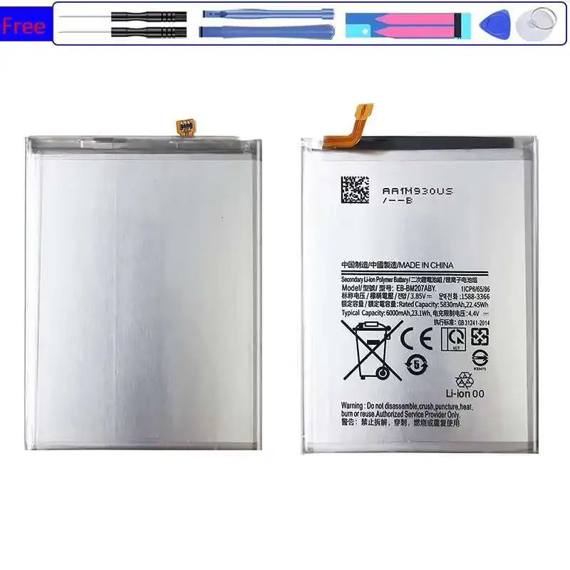 

Mobile Phone Battery For Samsung Galaxy M30s SM-M3070 M3070 M21 M31 M215 EB-BM207ABY 6000mAh