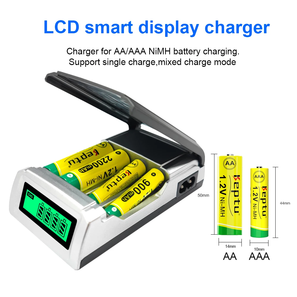 Caricabatteria rapido AA/AAA caricabatteria intelligente LCD per batterie ricaricabili 1.2V AA AAA / C D NiMh NiCd