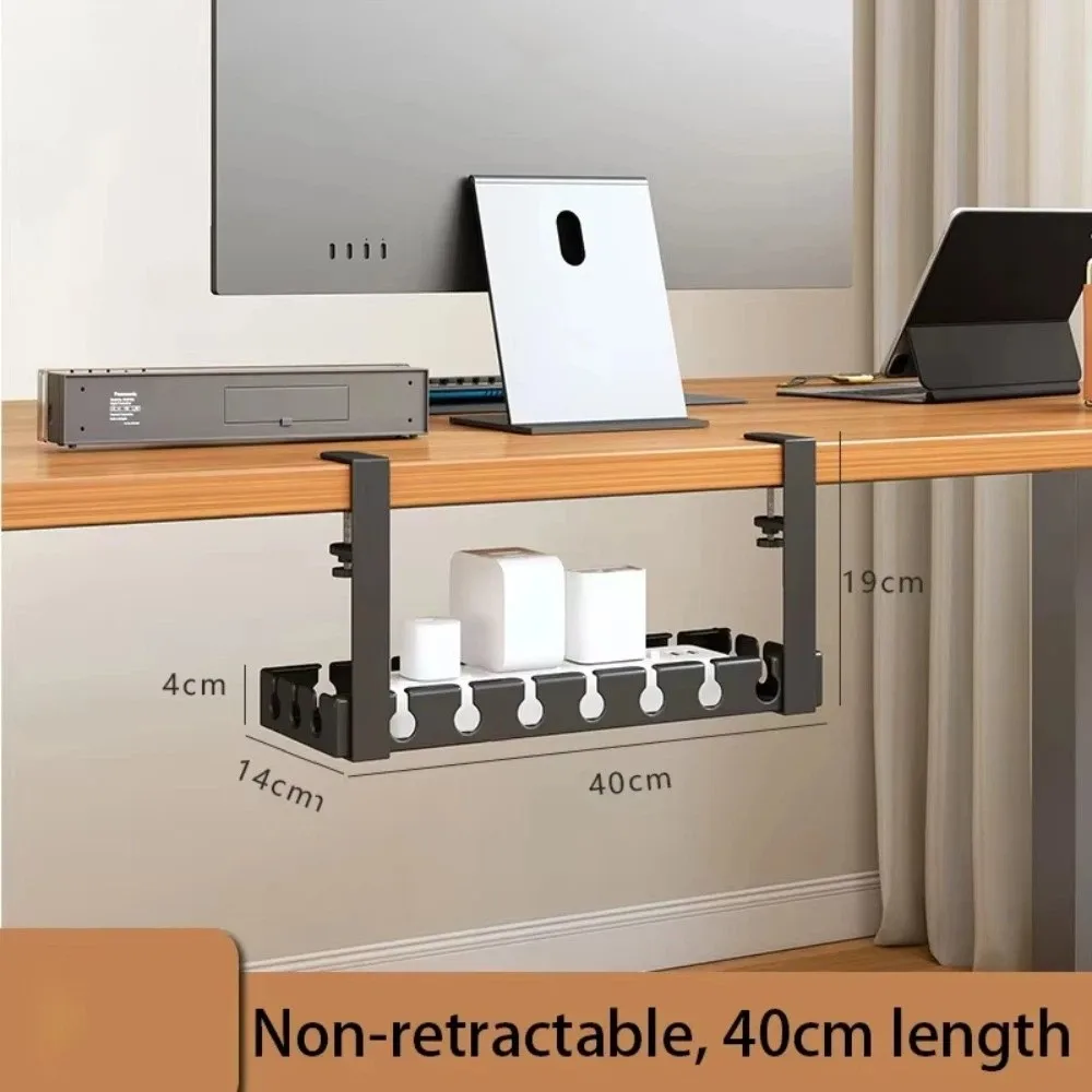 Extendable Under Desk Cable Management Tray No Drilling Sturdy Cable Tray Wire Organizer Adjustable Clamps - view 2