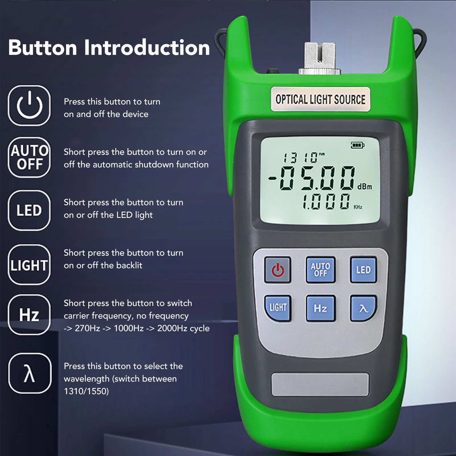 Optical Power Meter High  Rechargeable Optical Light Source 2.5mm  Interface with LED Light for Line Inspection