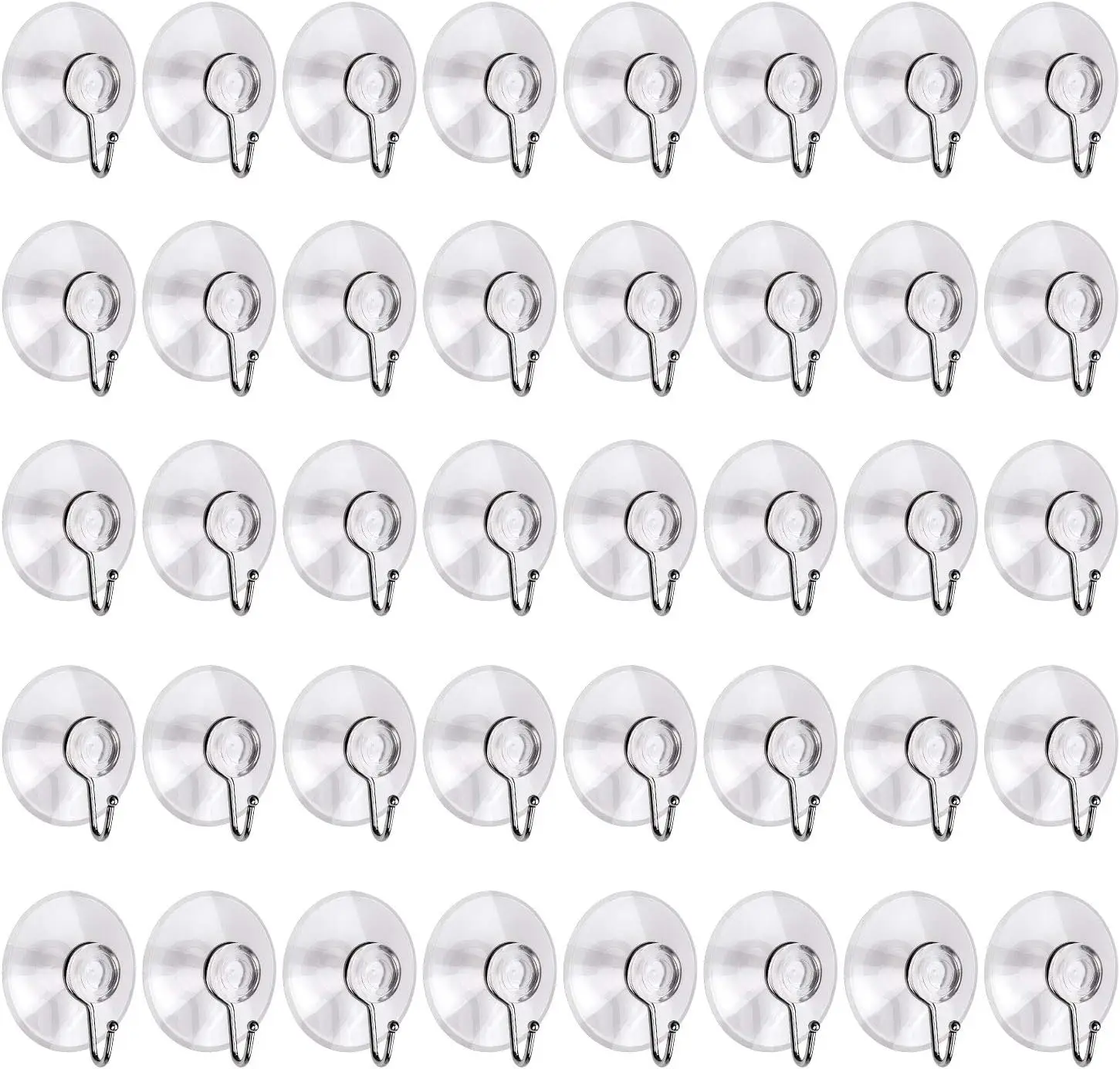 

40 Pcs Clear PVC Suction Cup Hooks, 1.77 Inch for Shower Kitchen Window Glass, Heavy Duty Up to 4.4 lbs