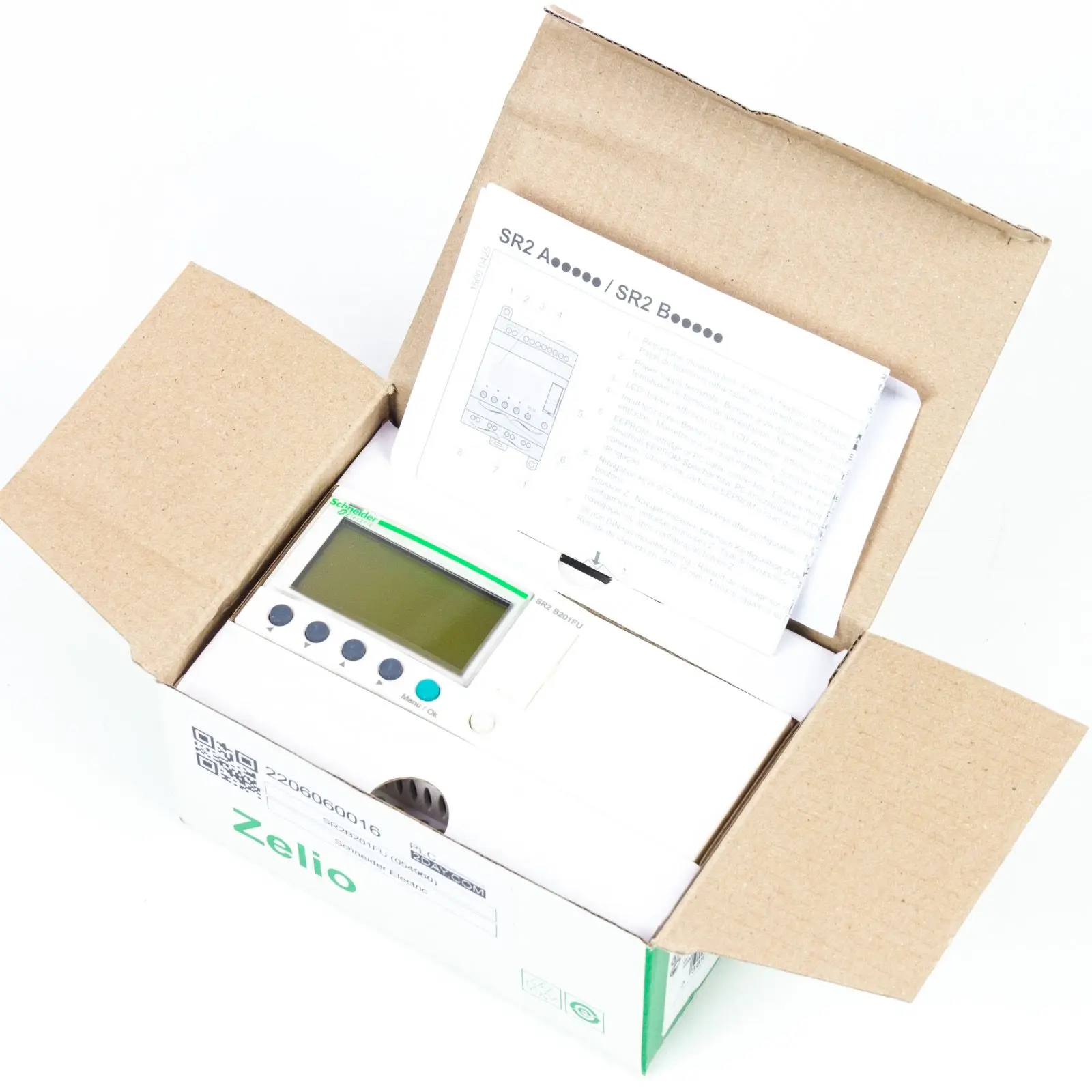 compact smart relay Zelio Logic - 20 I O - 100..240 V AC - clock - display SR2B201FU