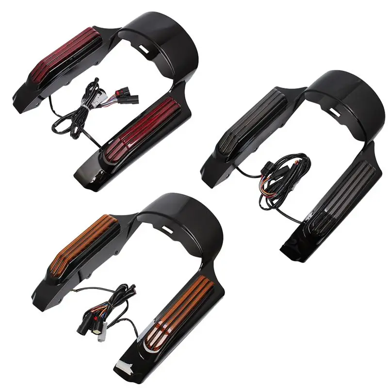 Y01A Motorcycle Rear Fascia LED Running Brake Turn Light for Touring Road FLHR Street Glide FLHX 14-20 Yellow
