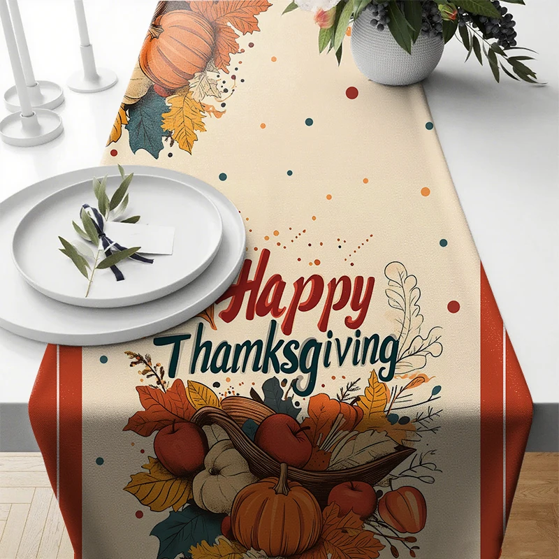 

TB Thanksgiving Table Runner PumpkinTable Decor Washable Kitchen Dining Coffee Table Runner Party Decor