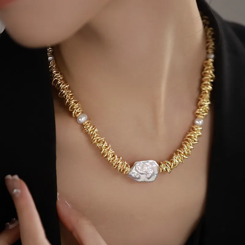 Neue Ankunft Natürliche Süßwasser Perle 14K Gold Gefüllt Weibliche Schmuck Sets Frauen Armband Halskette Weihnachten Geschenke Kein Verblassen – Detail 2