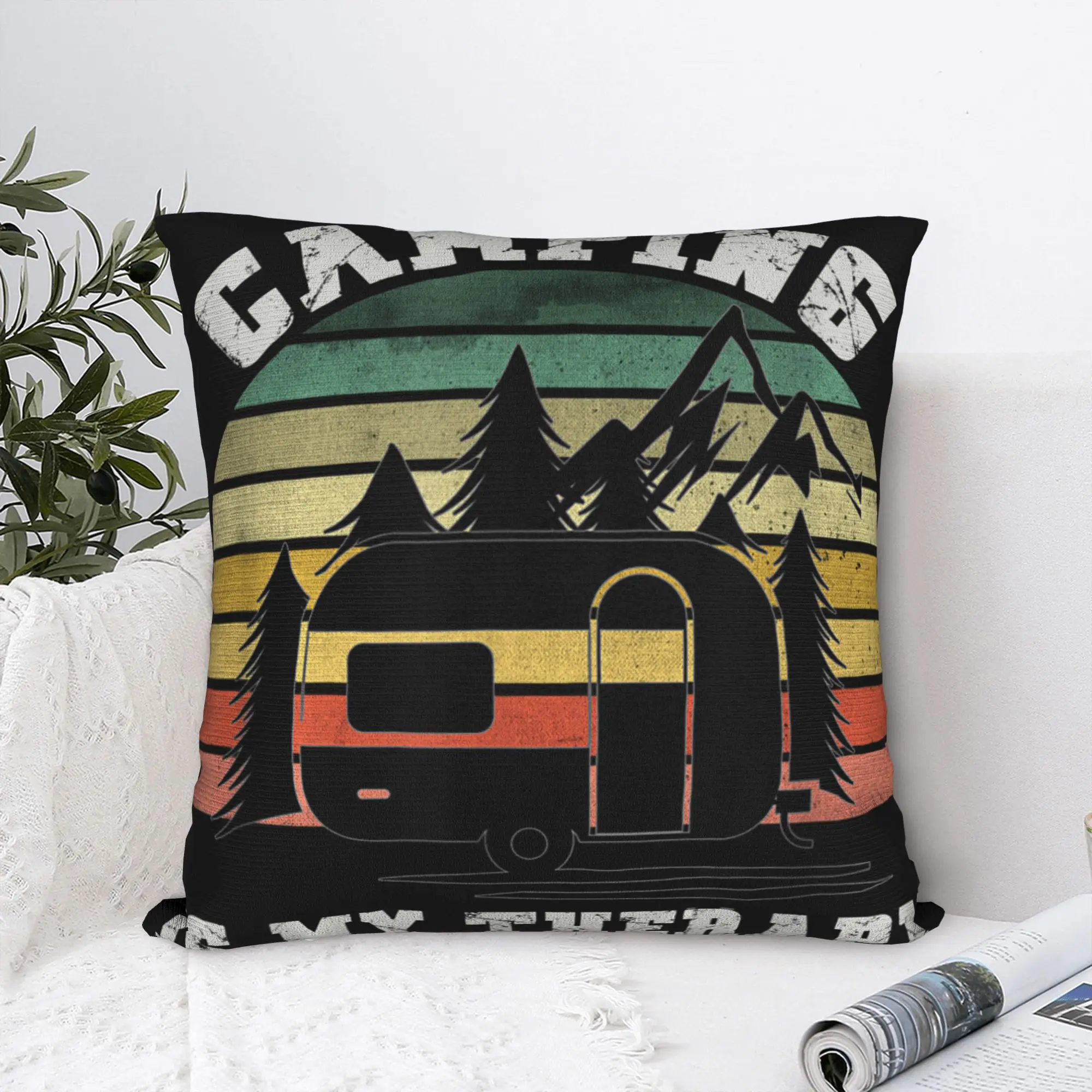 Camping is My Therapy Pillow Case  Design Pillow Cover Novelty Pillowcases For Living Room Sofa