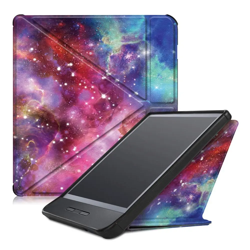Auto Wake/Sleep N873 Smart Case Multi-folding Stand 7 inch eReader Cover Shockproof PU Leather for Kobo Libra H2O