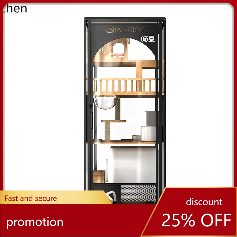 

ZML cat villa house panoramic glass cage automatic cat litter box does not occupy an indoor integration