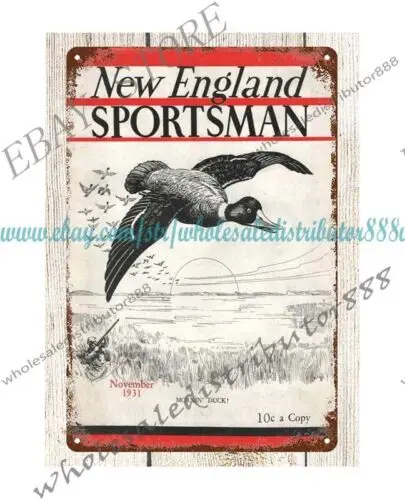 1931 New England Sportsman duck hunting rifle hunter lake metal tin sign