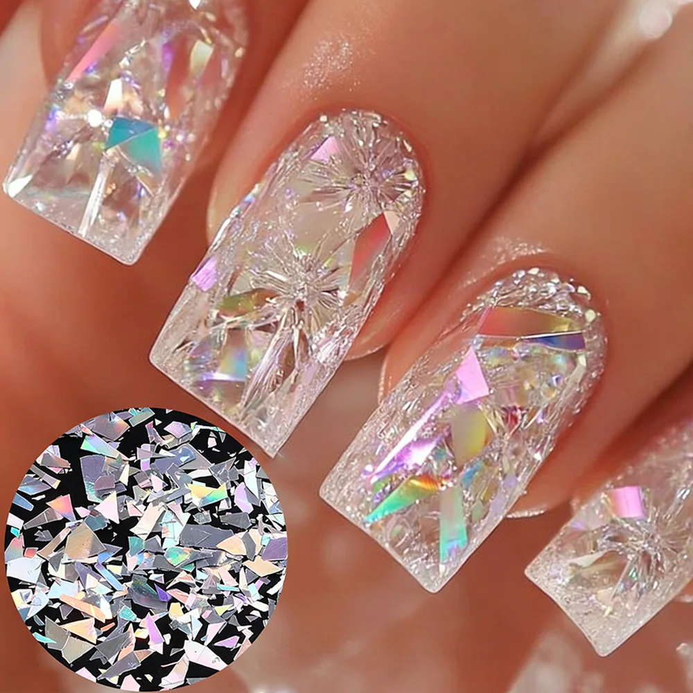 Super Shiny Laser Nails Glitter Flakes Starry Sequins Holographic Bright Slices Spangles for DIY Glass Glitte Nail Decor