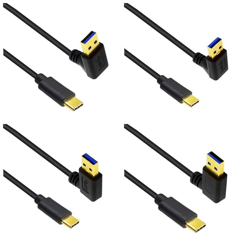 

90-градусный вверх вниз левый правый угол USB 3.0 типа A к USB C мужской кабель для синхронизации данных для Xiaomi 4C/5 Huawei P9 Samsung Note7