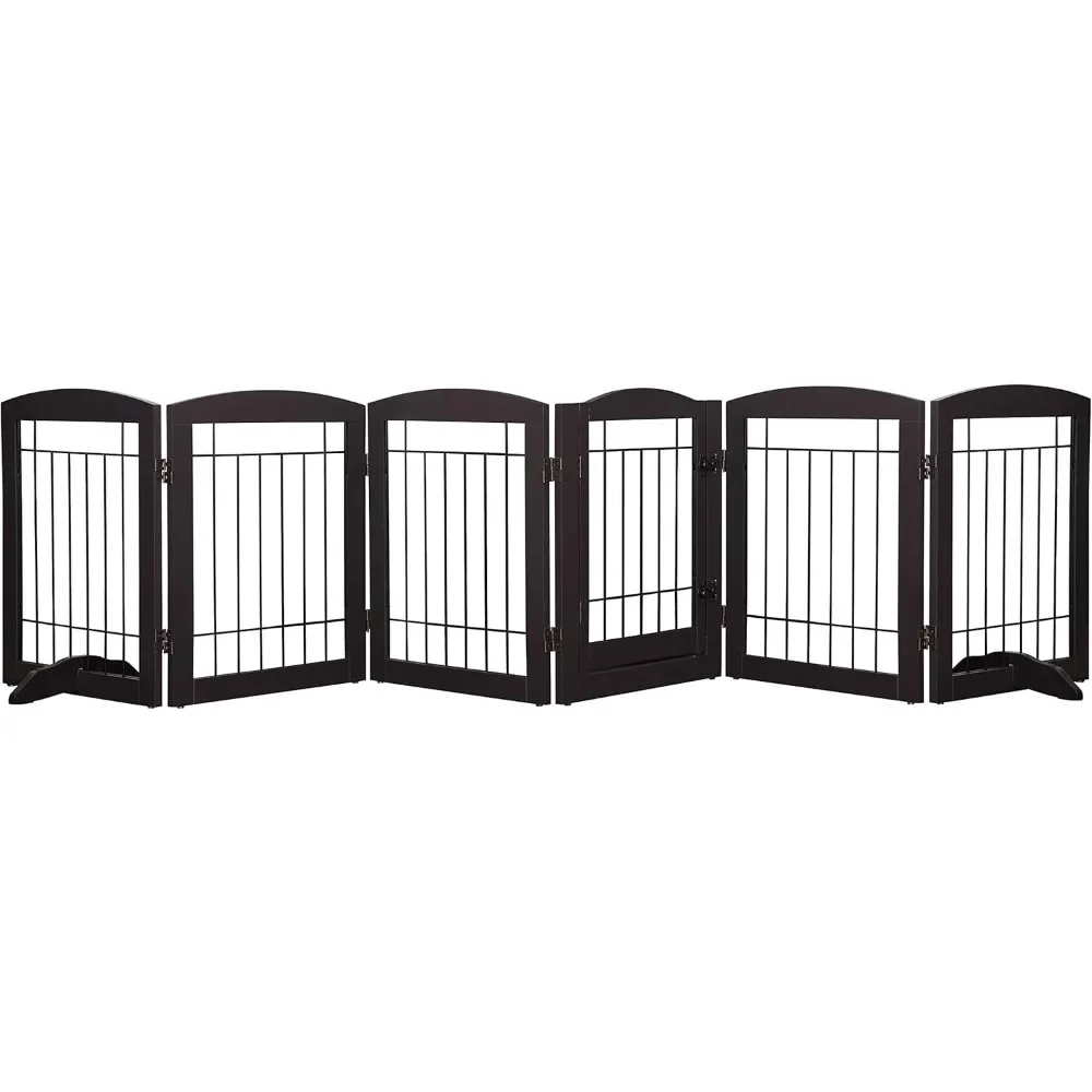 

Dog Gates with Walk Through Door, Wooden Freestanding Pet Gate for Dog, Dog Gate The House, Pet Puppy Safety Fence with Panels