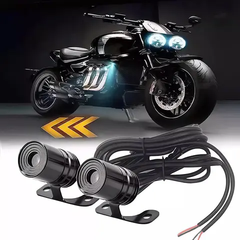 Motorcycle LED Projection Light Universal LED Motorcycle Lamp 7 Lighting Modes Brighter Light Colorful Atmosphere (No Battery)