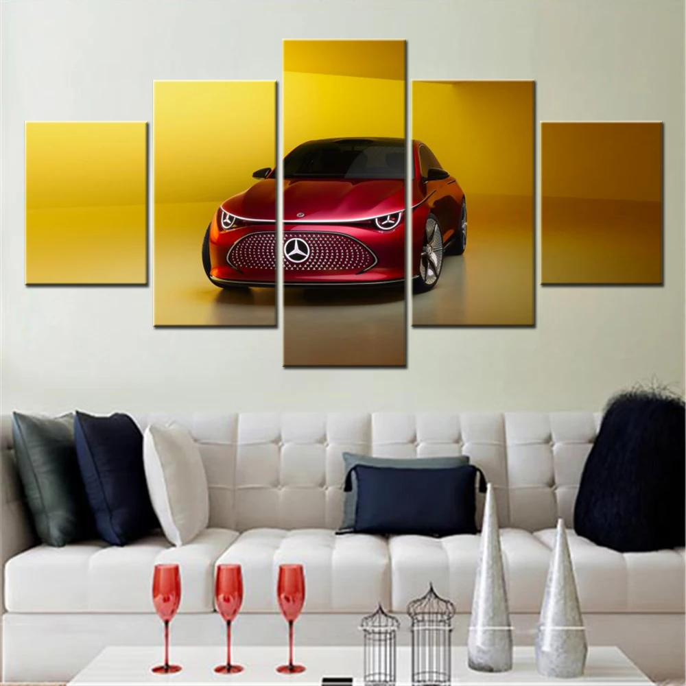 5 Pieces Vehicle Canvas Wall Arts Poster Painting Cars Concept CLA Class 2024 Performance Wallpaper Modern Interior Home Decor