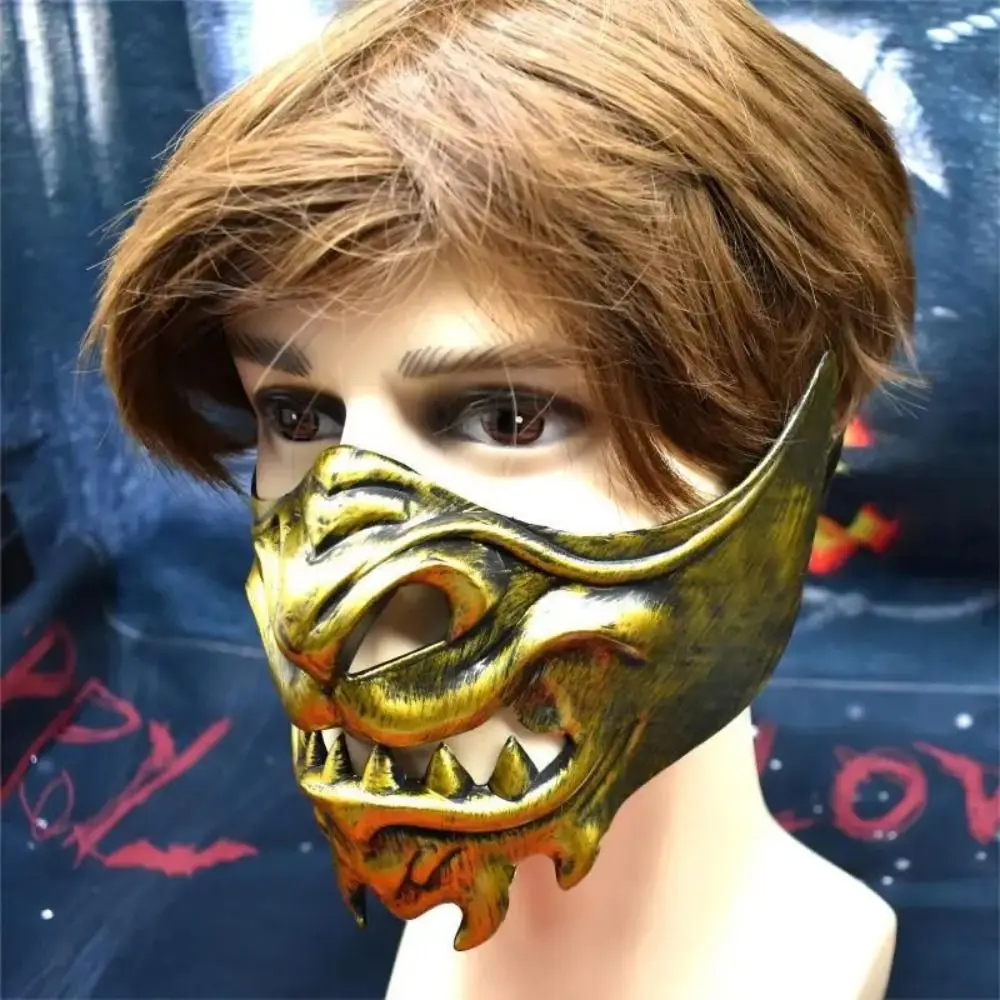 

Party Supplies Half Face Cosplay Red Prajna Mask Dress Up Spooky Samurai Cosplay Mask Funny Masquerade Japanese Mask Toy Show