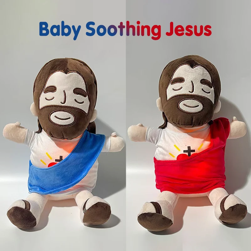 

New Children Music Sleep Companion Toy Baby Soothing Breathing Jesus Stuffed Plush Jesus Doll Four-Gear Adjustment Xmas Gift