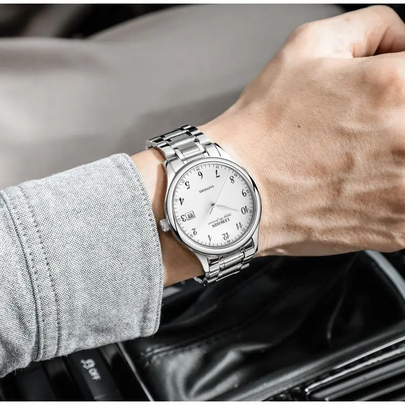 New Swiss luxury quartz watch simple fashion handsome men's watch retro real cowhide belt waterproof watch luxury birthday gift