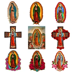 2pcs Our Lady of Guadalupe Christian Virgin Mary Patches Clothes Heat Transfer Stickers DIY T Shirt Iron on For Women Appliqued