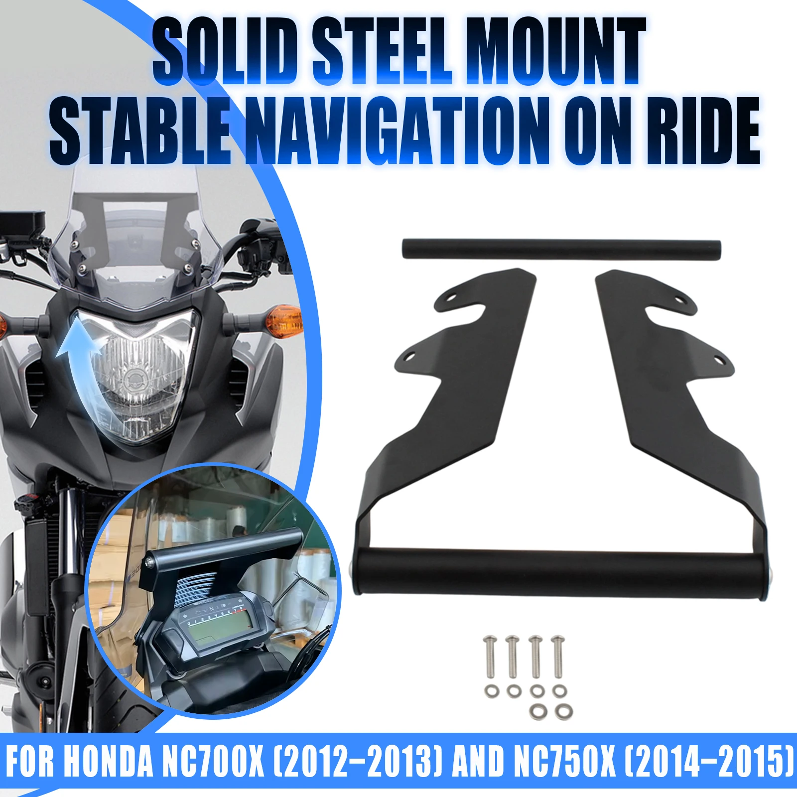 Motorcycle Phone Holder Stand GPS Navigation Plate Bracket Mount Black For Honda NC700X 2012 2013 NC750X 2014 2015