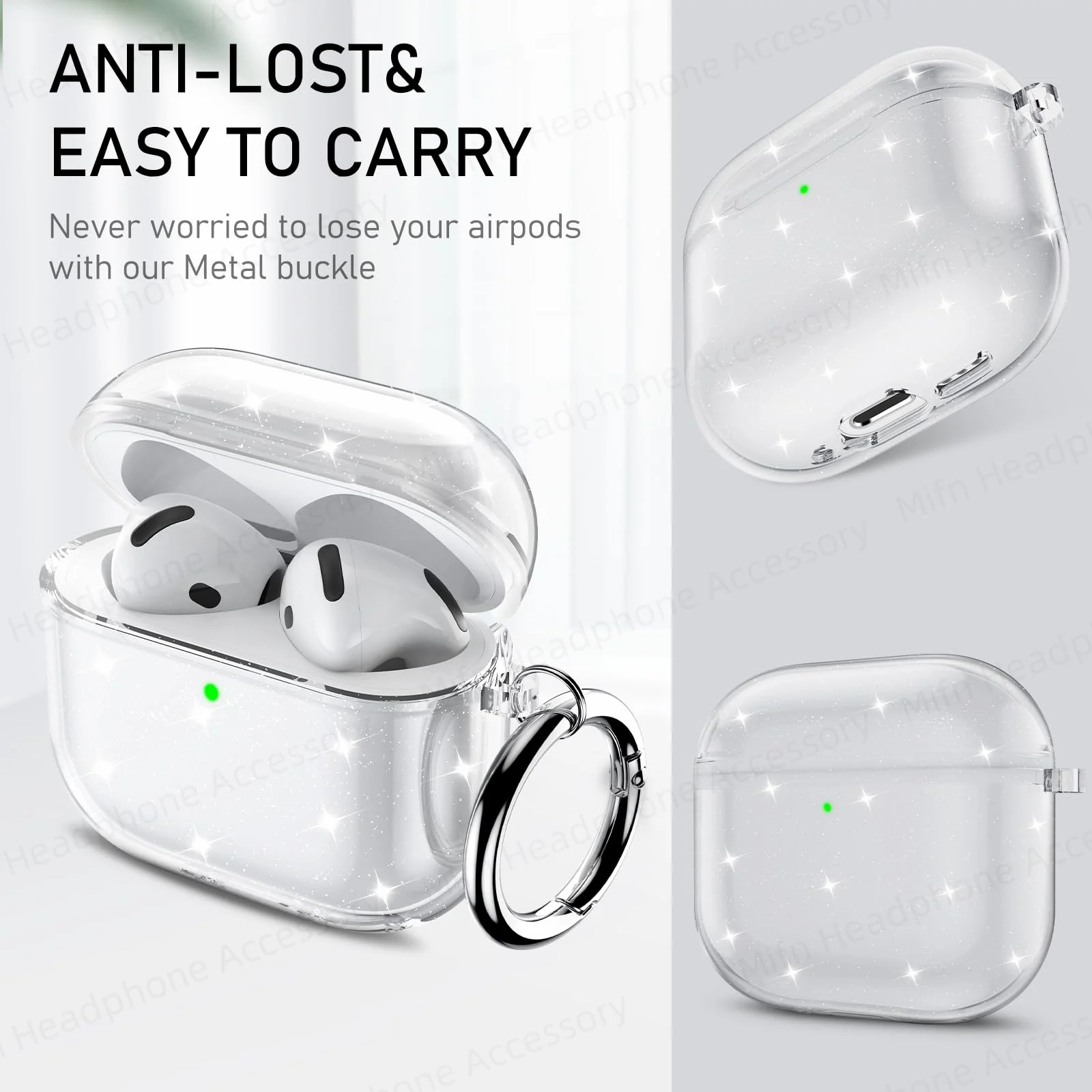 voor airpods 4 case cover soft shell Transparante TPU Cover met Cleaner Kit & Sleutelhanger Glitter Oortelefoon Gevallen voor AirPods 4 (2024)