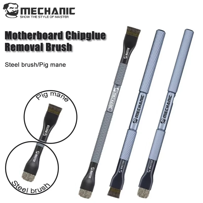 

MECHANIC Steel Bristle Double-Head Brush for Motherboard Chip PCB CPU Glue Removal IC Pad Dust Cleaning Mobile Phone Repair Tool