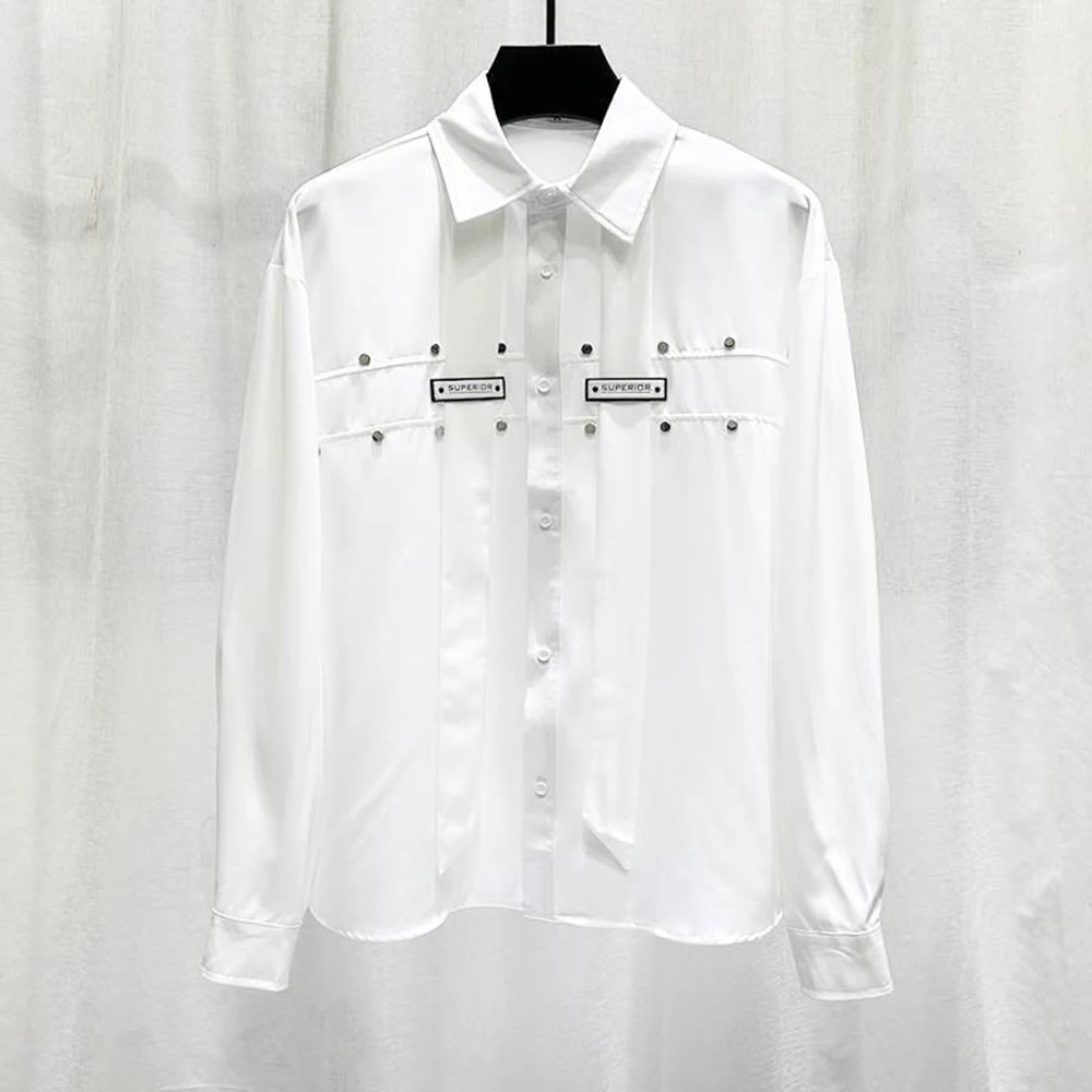 

Новая зимняя мужская рубашка с длинным рукавом, однотонная, в стиле пэчворк, в американском ретро-стиле, модная, повседневная, свободного кроя, для мужчин