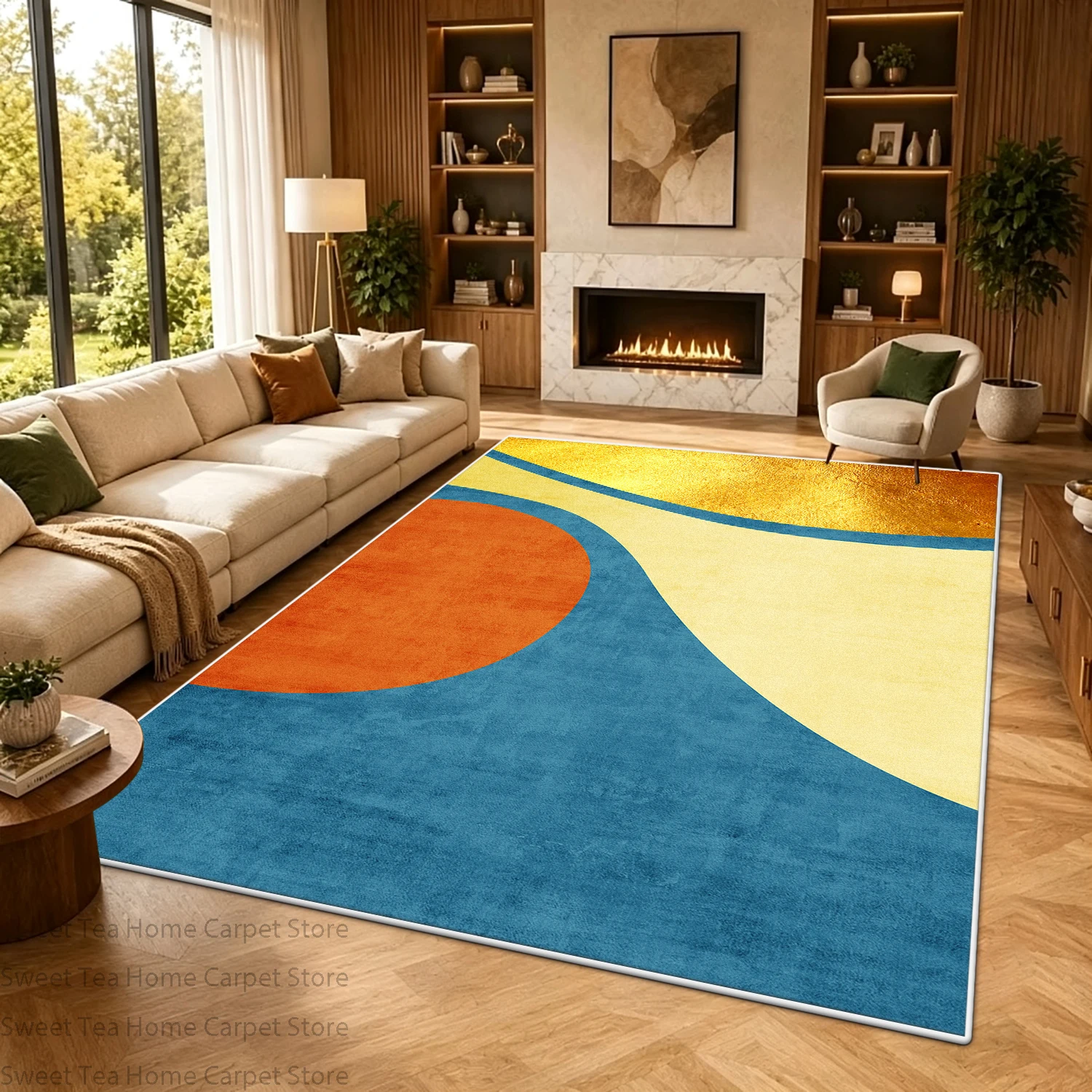 Ins Modern Geometric Style Living Room Light Luxury Carpets Soft Washable Antiskid Bedroom Floor Mat Plush Easy Clean Study Rug