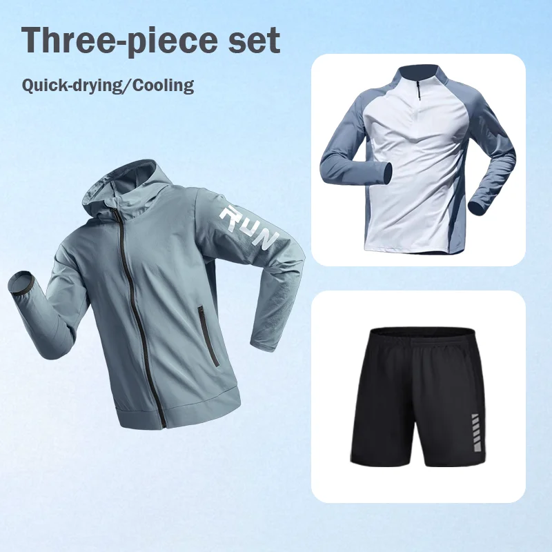 

Men's Three-piece Set Casual Sports Quick Dry Basketball Fitness Running Training Gear Spring Summer 2026 New Arrival