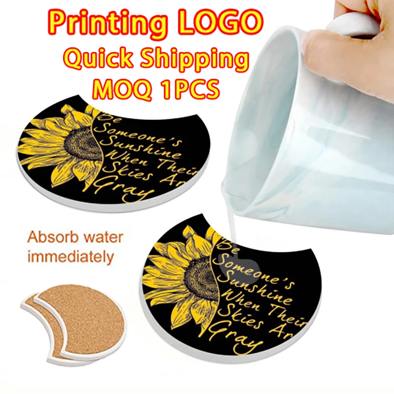 

Customizable Ceramic Mug Pads LOGO Image Printing Mat Cup Pads Holder Colorful OEM Printing Gifts for Friend Birthday Decoration