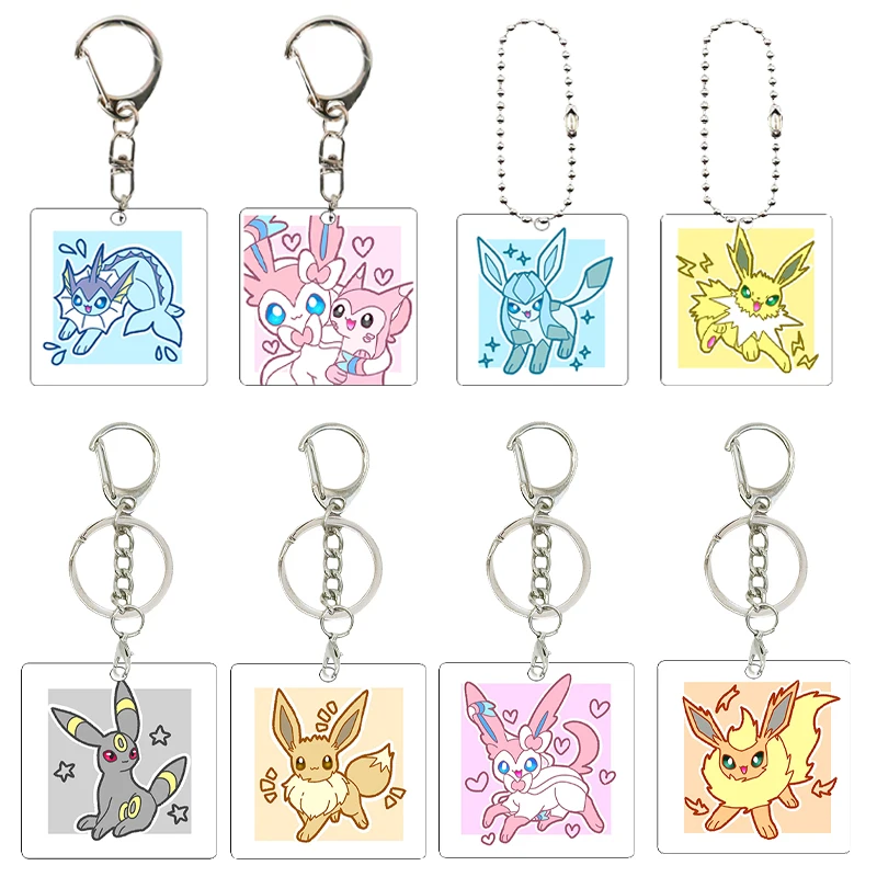 

5 см аниме Eeveelution серии акриловый брелок аксессуары Kawaii мультфильм Eevee Umbreon Sylveon Leafeon фигурка Шарм кулон подарок