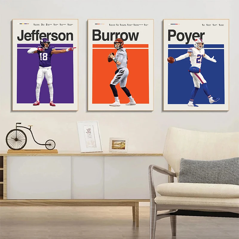 Retro Classic American Football Star Athletes Highlights Achievements Posters Paint Canvas Printing Wall Art Pictures Home Decor