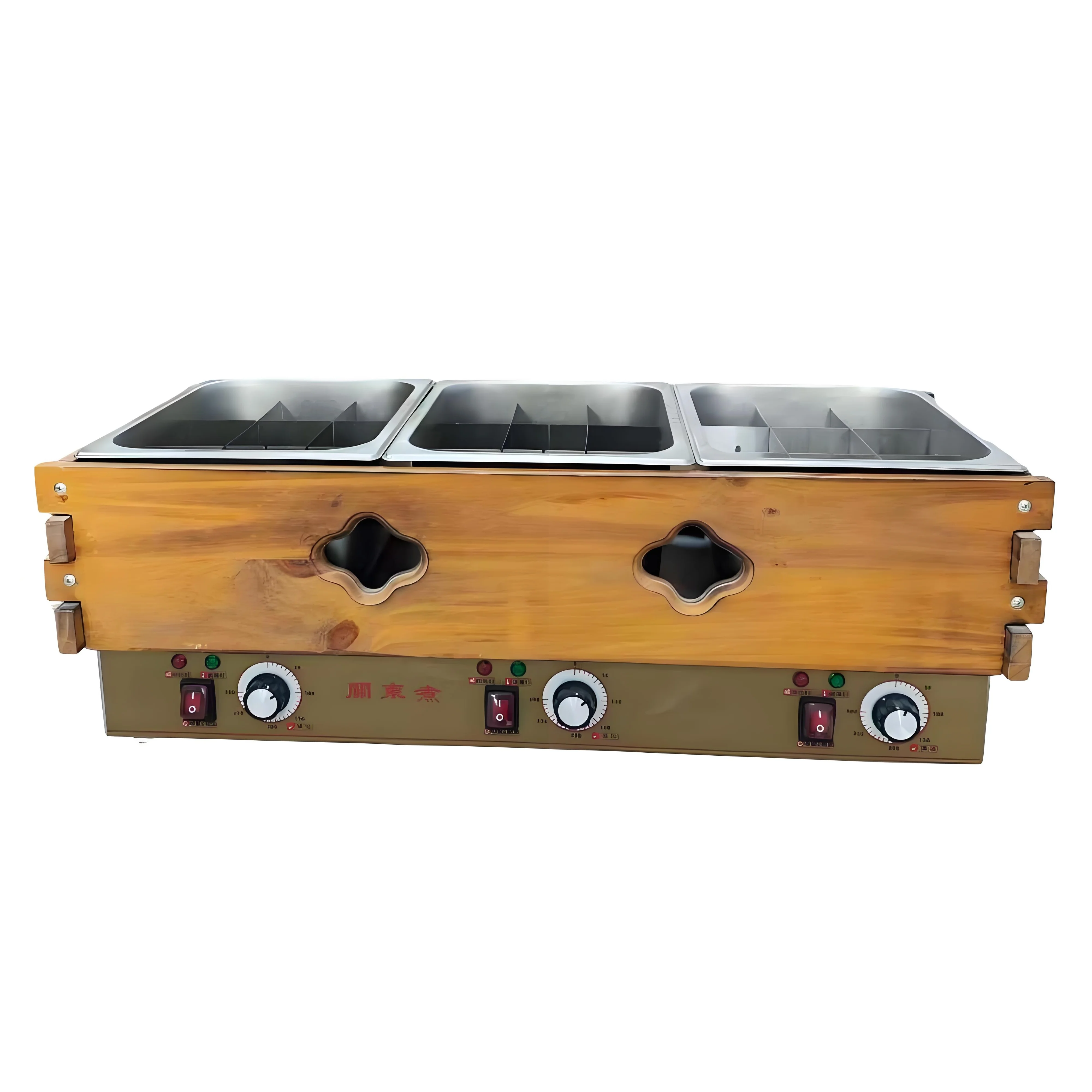 Equipamento de cozinha comercial Auden de alta qualidade, profissional, elétrico, com dois tanques retangulares e dezoito divisórias para hot pot.