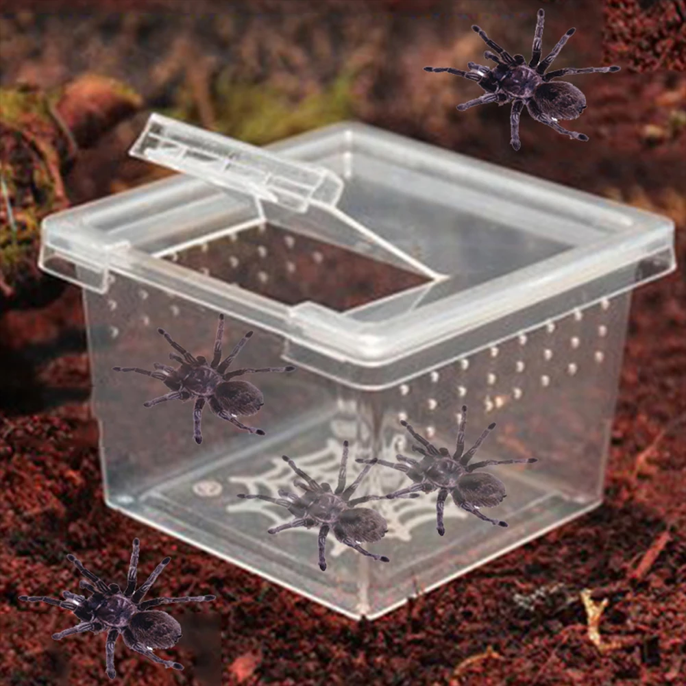 Reptile Breeding Box With Flip Cover Transparent Breathable For Frogs Snake Spider Pet Supplies