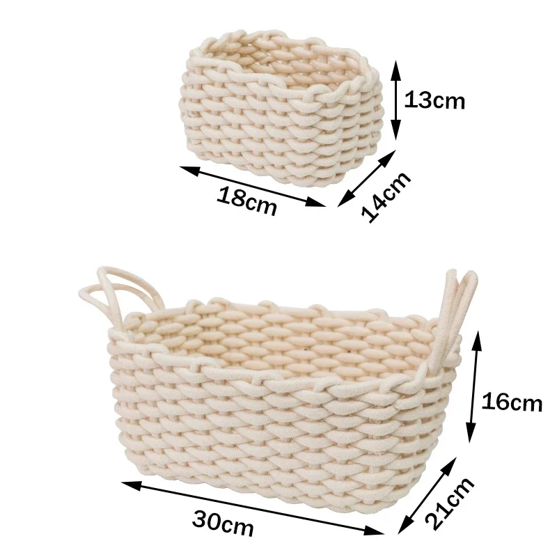 New Cotton Hand-woven Storage Basket Desktop Key Remote Control Organizer Nordic CottonRope Simple Style Sundries Storage Basket