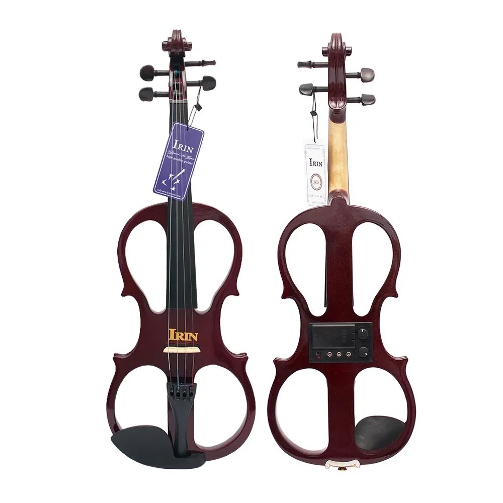 IRIN 4/4 바이올린 메이플 바디 사일런트 일렉트릭 바이올린 보우 케이스 헤드폰 케이블 숄더 레스트 알루미늄 합금 액세서리