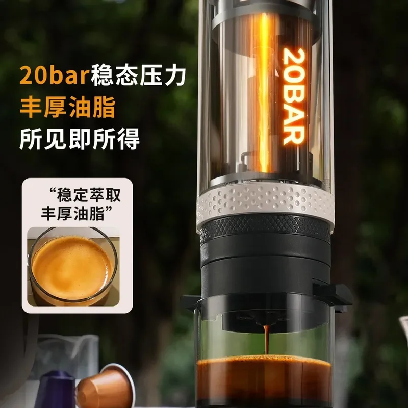 Portable Espresso Maker 20 Bar High Pressure Coffee Machine with Heating Function Compact Travel Size for Home Office Use