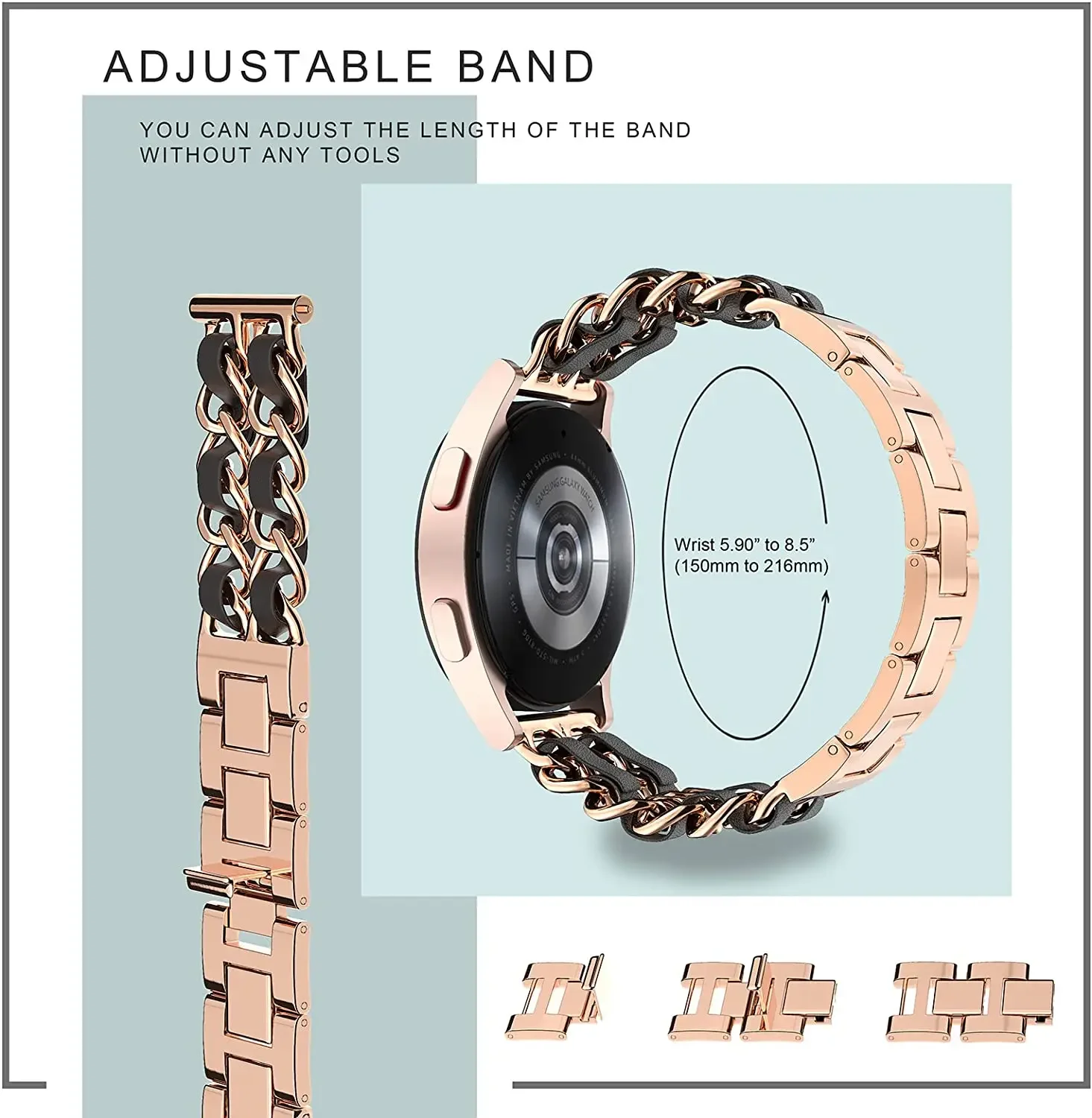 Paski 20mm 22mm do Samsung Galaxy Watch 7/6/5 Pro/4 classic/active 2 Skórzane+pokrętła metalowe bransoletka correa HUAWEI GT2e 3 4 5 Band