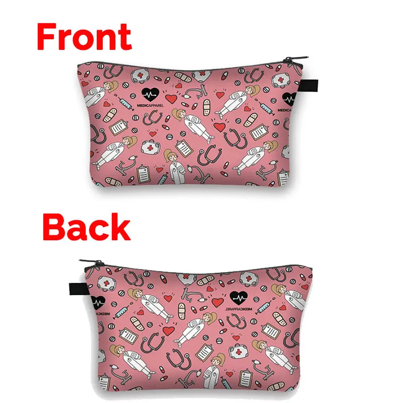 Hot Cartoon Ladies Nurse Printed Cosmetic Bags Foldable High Capacity Women Makeup Bag Eco Reusable Storage Bag Chic Pencil Case