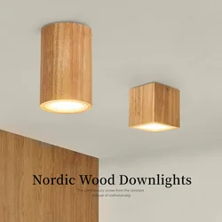 3W Nordic Wood Led Ceiling Lamp Modern Square Round LED Downlight for Kitchen Aisle Living Room Entrance Spot Light Fixtures